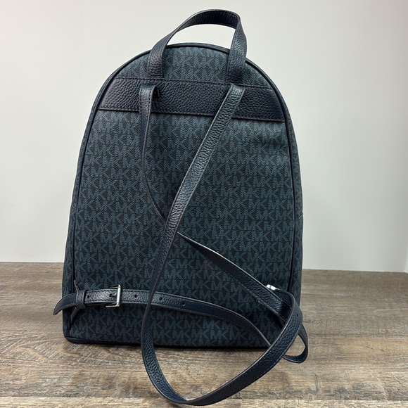 Michael Kors Abbey Large Backpack Admiral MK Logo PVC Leather Trim NWT $448 main image 8